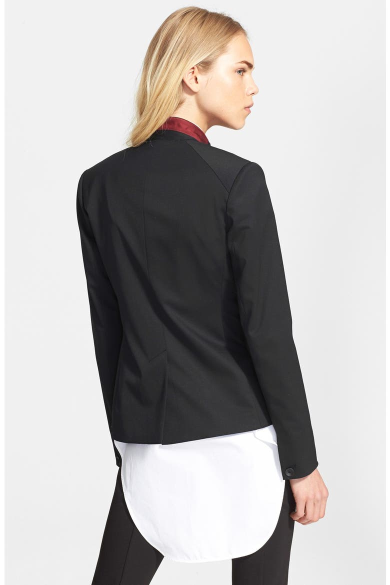 'Archer' One-Button Wool Blend Blazer, Alternate, color, BLACK