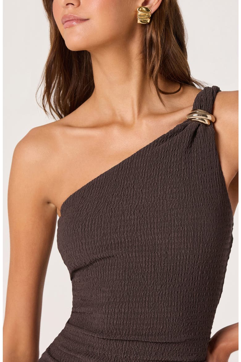 Candela Hardware Detail One-Shoulder Dress, Alternate, color, ESPRESSO