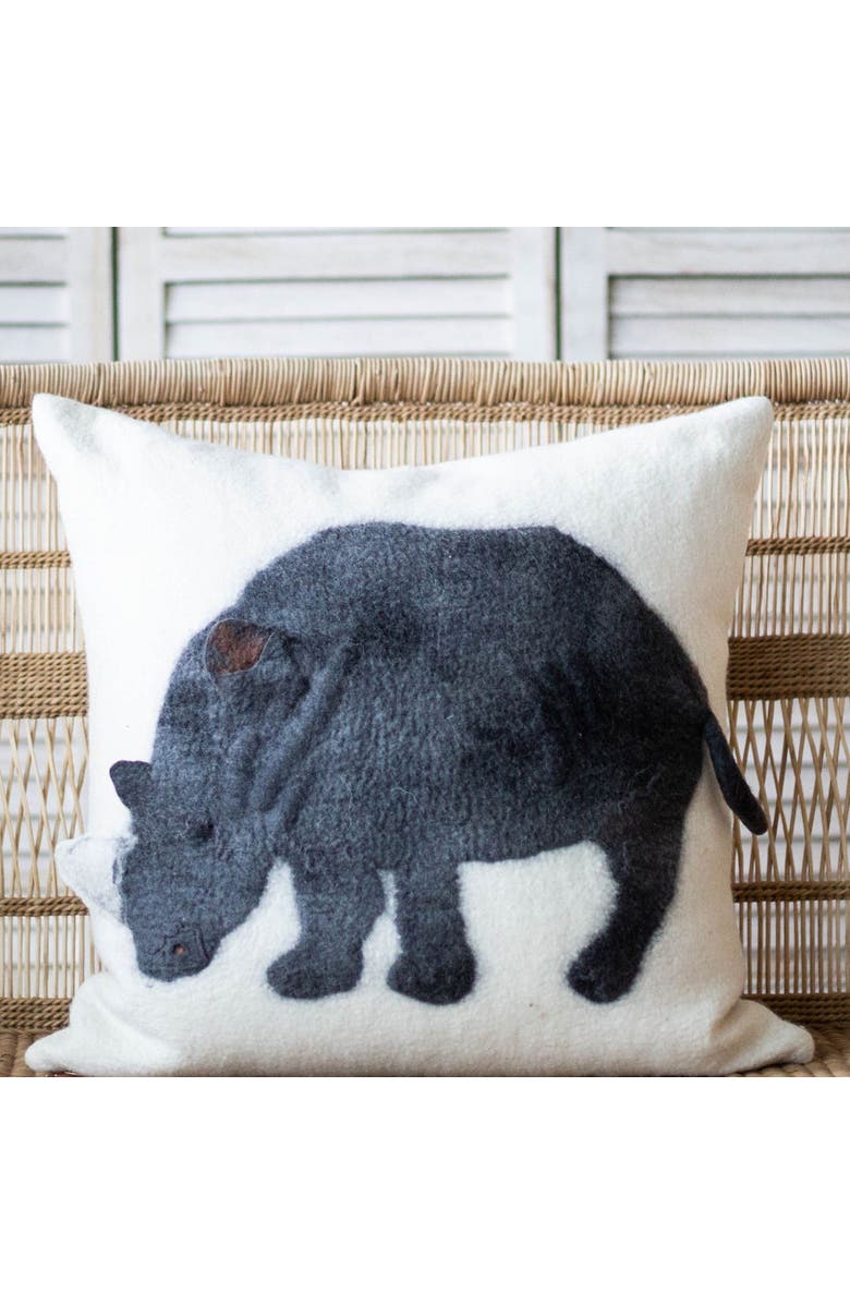 kanju Interiors Rhino Cozy Throw Pillow - with Insert, Main, color, Natural - Small