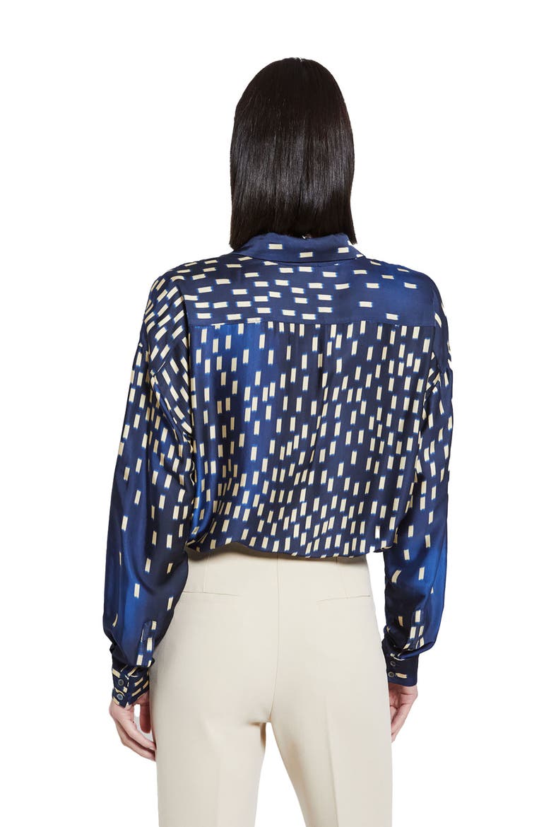 Printed Satin Shirt, Alternate, color, Blue