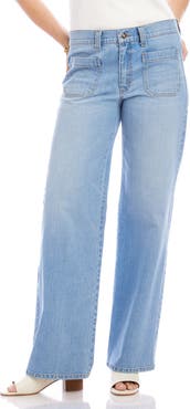 Karen Kane Lauren Patch Pocket High Waist Wide Leg Jeans