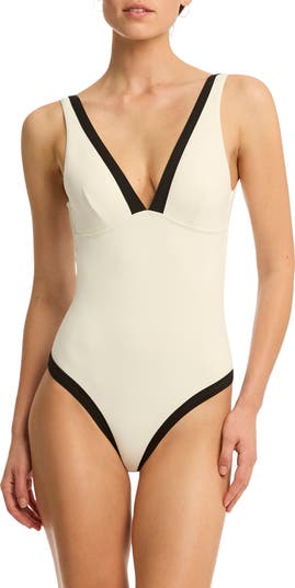 Border One-Piece Swimsuit