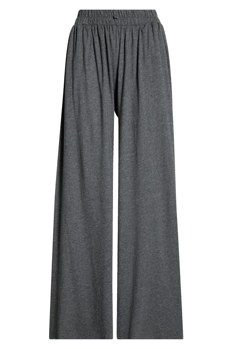 Organic Pima Wide Leg Lounge Pants, Alternate, color, RESTED CHARCOAL HEATHER