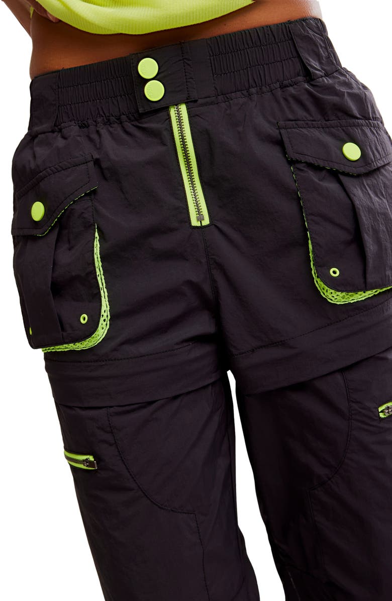 Free People Morning Meadow Convertible Pants, Alternate, color, Black