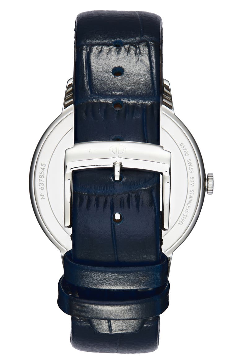 Classima Leather Strap Watch, 36.5mm, Alternate, color, WHITE