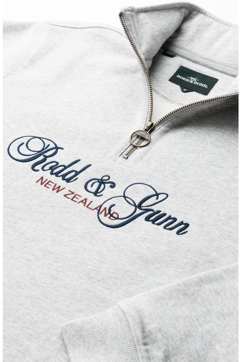 Jubilee Embroidered Logo Cotton French Terry Quarter Zip Pullover, Alternate, color, ASH
