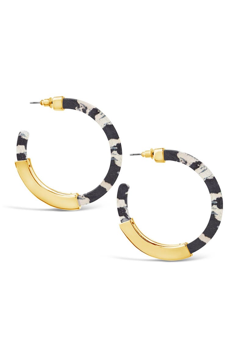 14K Yellow Gold Plated Bar Hoop Earrings, Main, color, MULTI