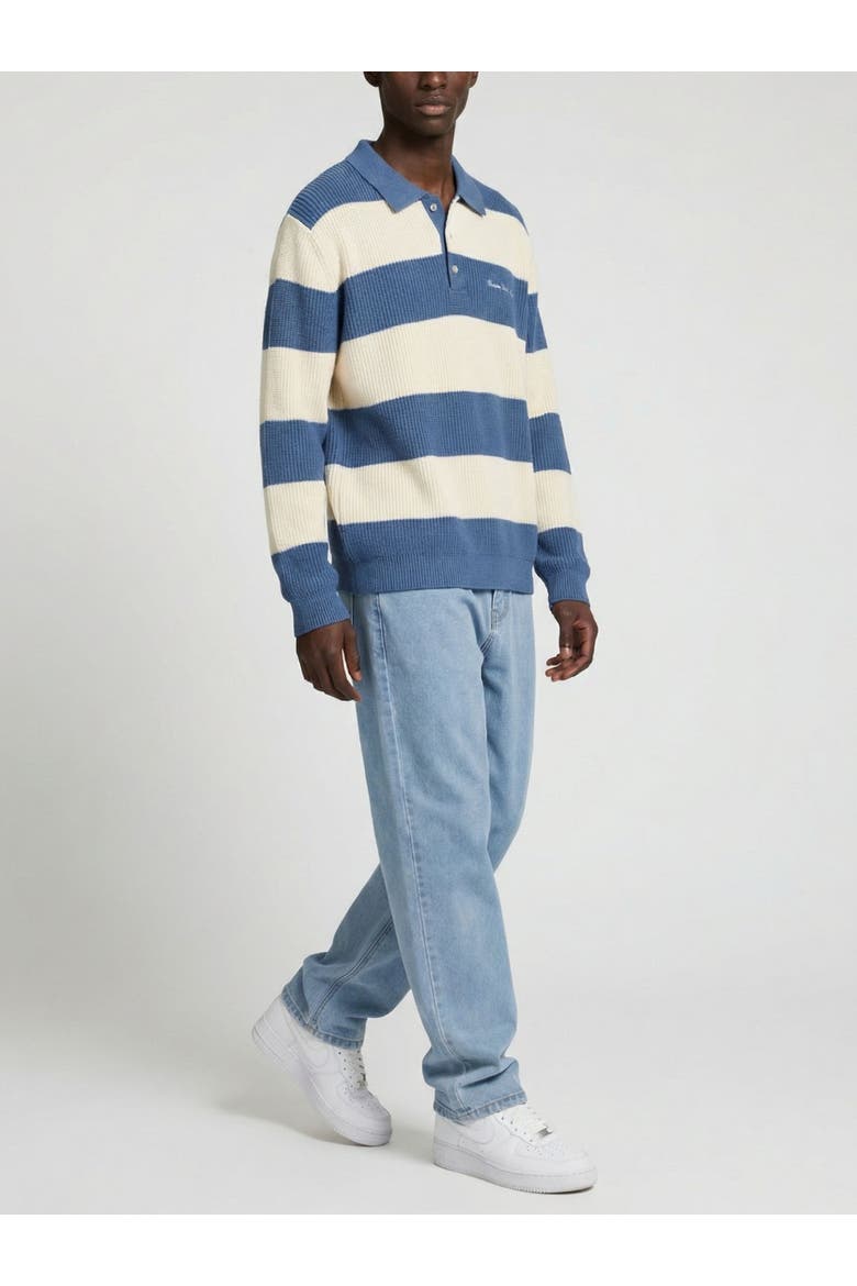 Lando Oversized Polo Collar Sweater, Alternate, color, Steel & Cream