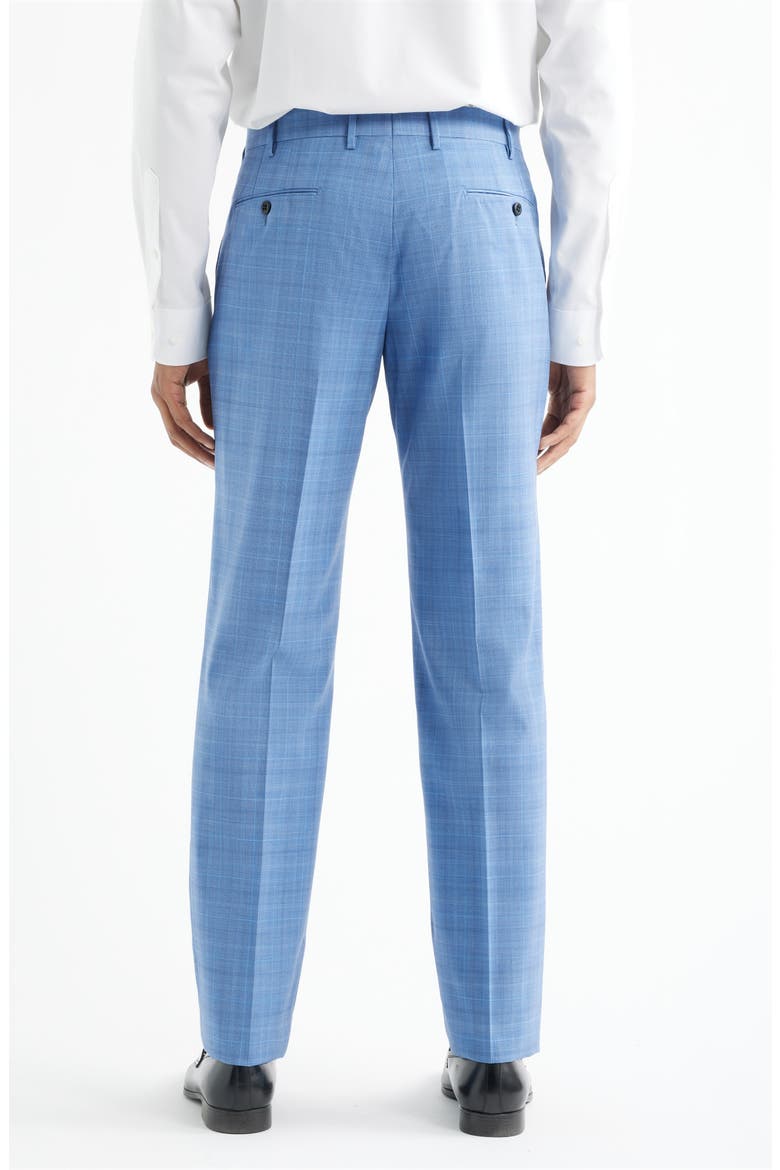 Parker Flat Front Plaid Wool Dress Pants, Alternate, color, BLUE