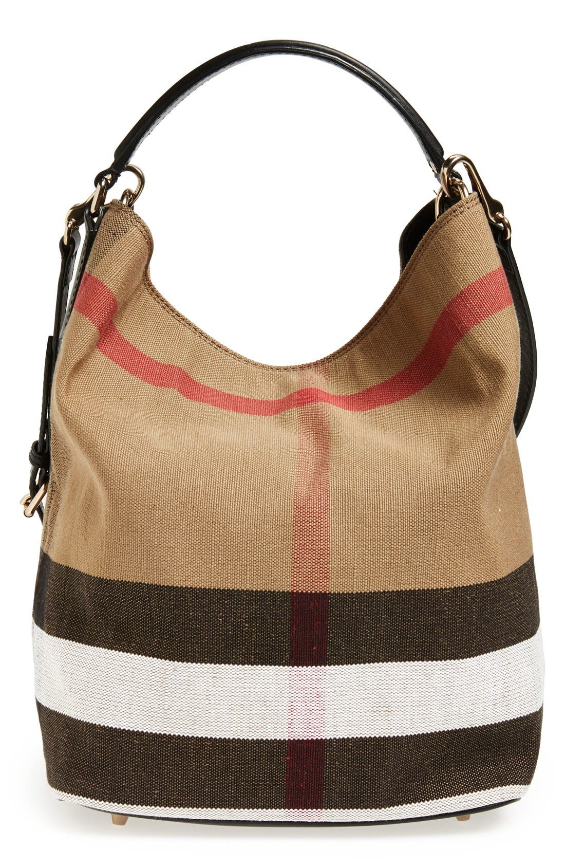 Burberry Medium Susanna Check Print Bucket Bag, Main, color, 
