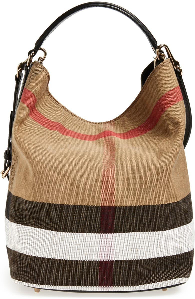 Burberry Medium Susanna Check Print Bucket Bag, Main, color,