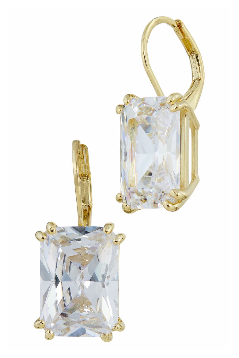 Cubic Zirconia Drop Lever Back Earrings, Main, color, YELLOW