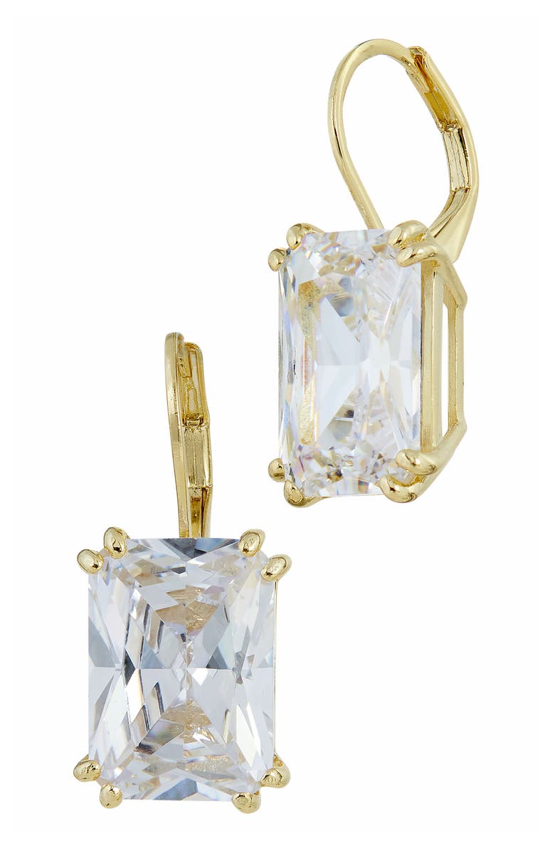 SAVVY CIE JEWELS Cubic Zirconia Drop Lever Back Earrings, Main, color, Yellow