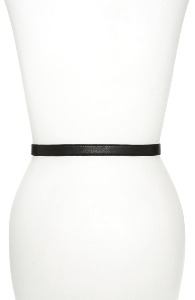 Raina Lauren Leaf Buckle Leather Belt, Alternate, color, Black