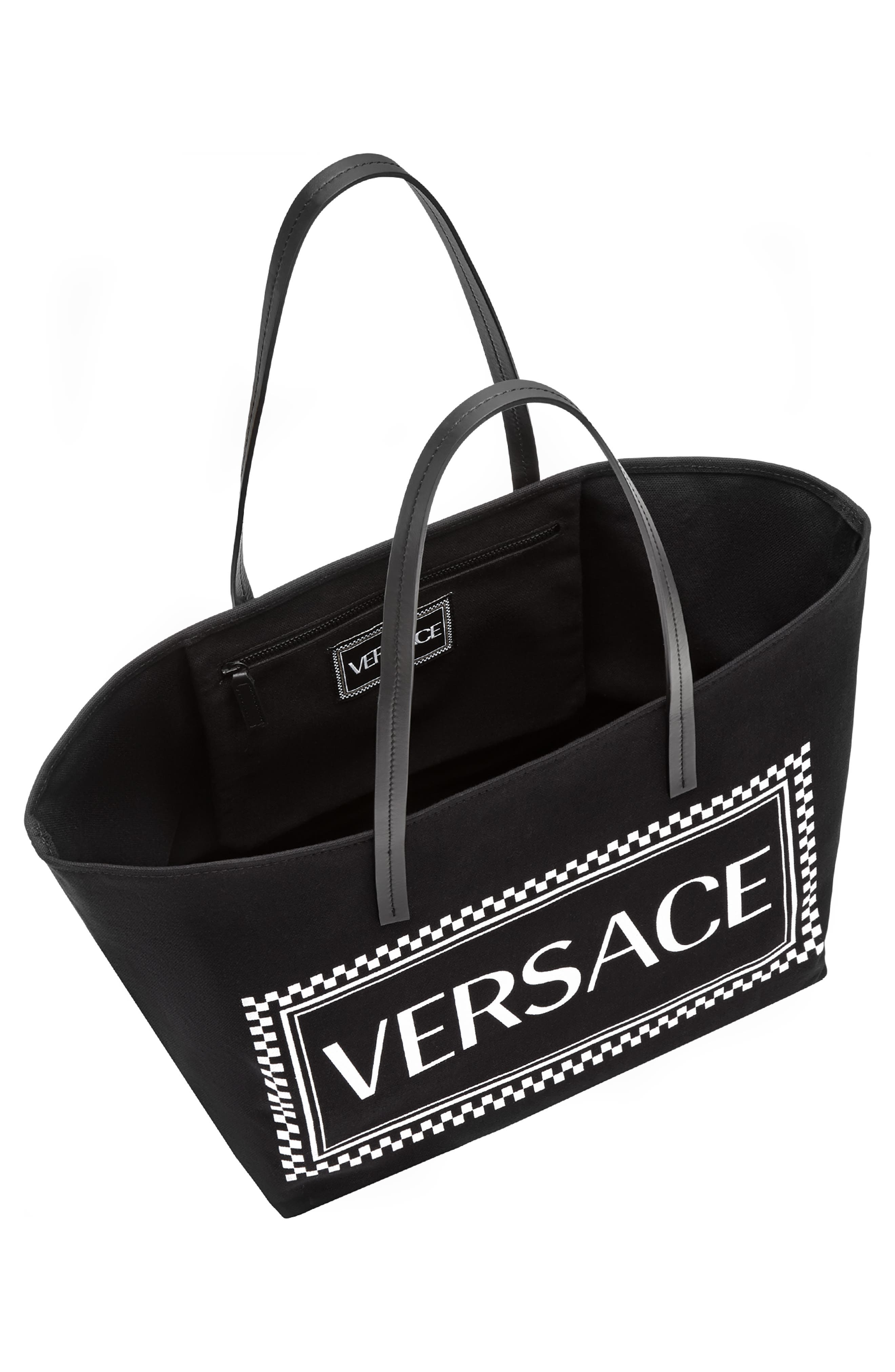Versace Logo Canvas Tote, Alternate, color, 