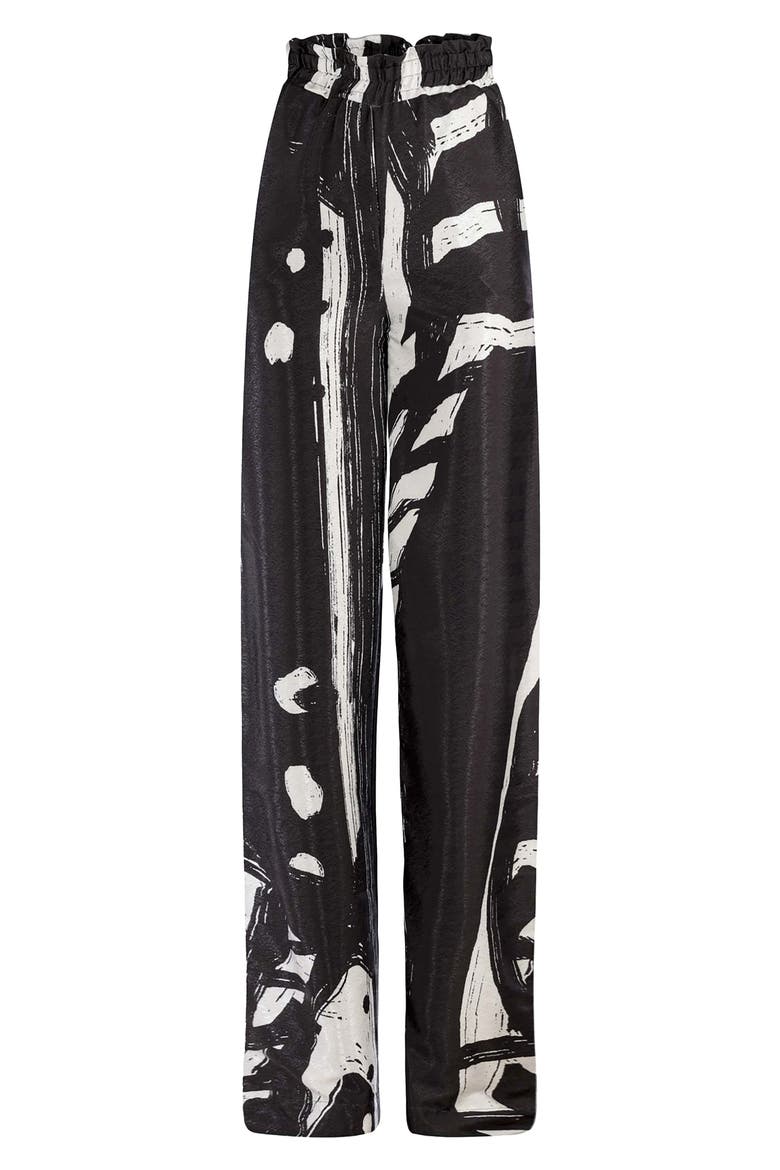 Leer Suto Print Palazzo Pants, Alternate, color, BLACK