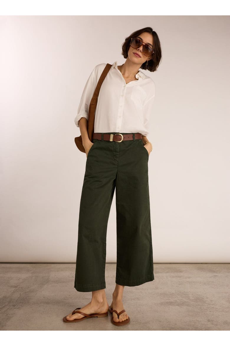 Brielle Organic Cotton Wide Leg Trousers, Alternate, color, Deep Khaki