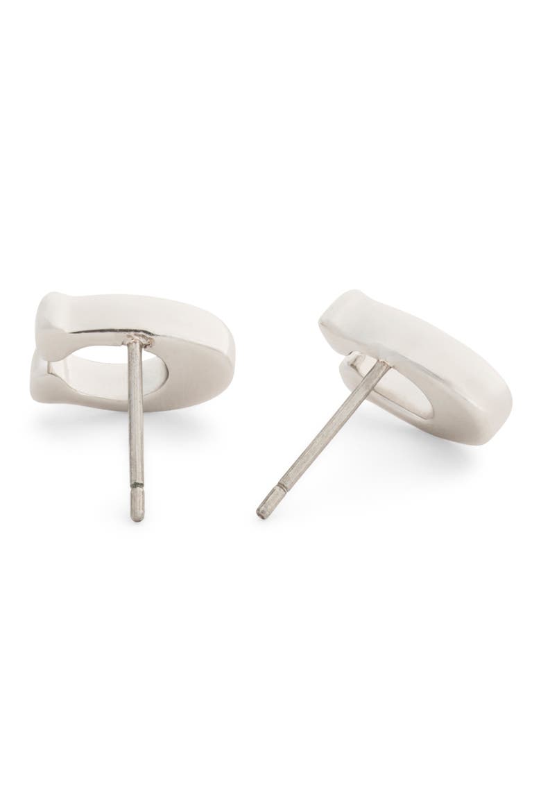 Signature C Enamel Stud Earrings, Alternate, color, BLACK/ RHODIUM