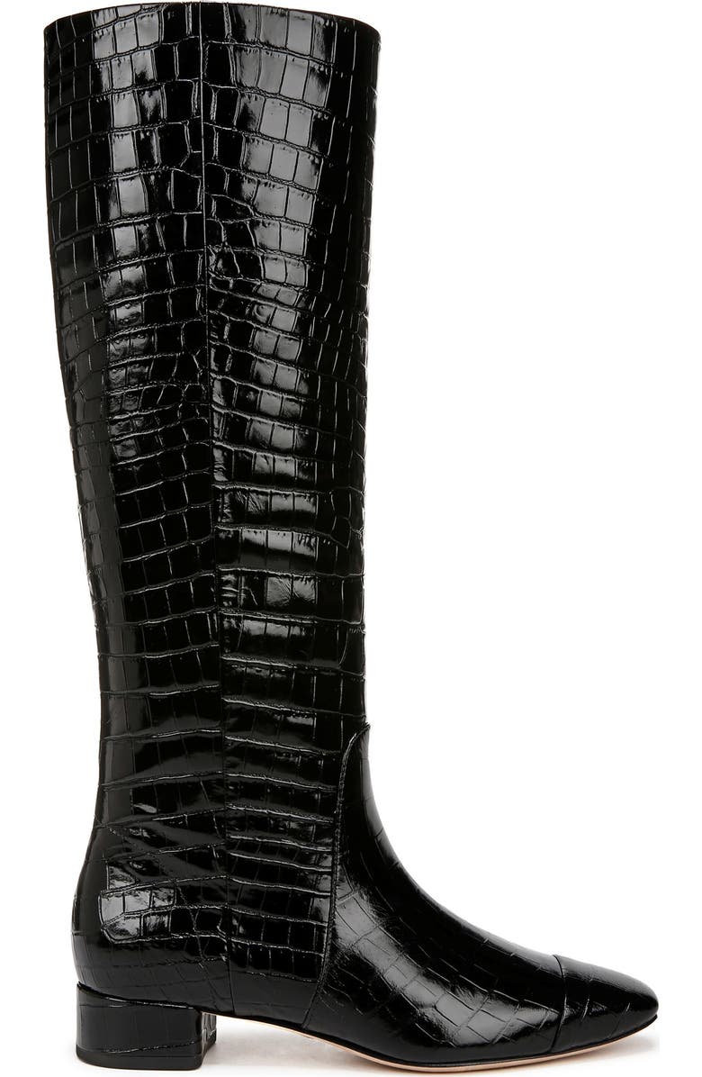 Veronica Beard Cecile Croc Embossed Knee High Boot, Alternate, color, Black