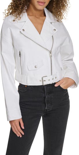 Levi's® Denim Crop Moto Jacket | Nordstrom Levi's® Denim Crop Moto Jacket | Nordstrom