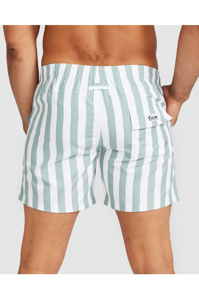 Naxos Swim Short, Alternate, color, Sage Green & White Stripe
