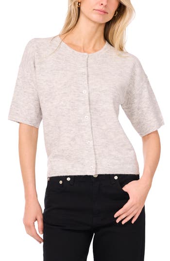 Vince Camuto Short Sleeve Cardigan In Neutral