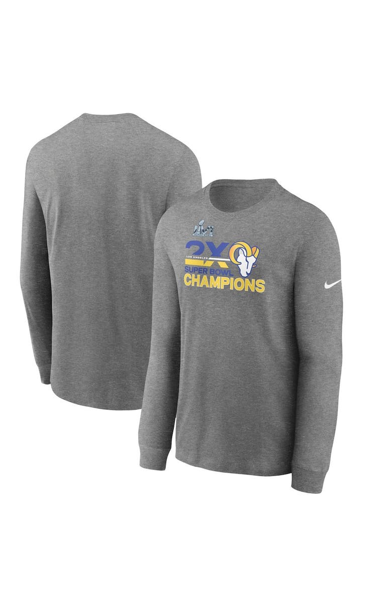 Nike Men's Nike Heathered Charcoal Los Angeles Rams 2-Time Super Bowl Champions Long Sleeve T-Shirt, Main, color, 