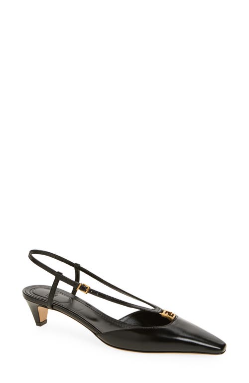 Fendi Fold Kitten Heel Slingback Pump In Nero