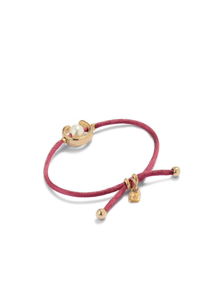 18K gold-plated mauve thread bracelet with shell pearl accessory, Alternate, color, Gold