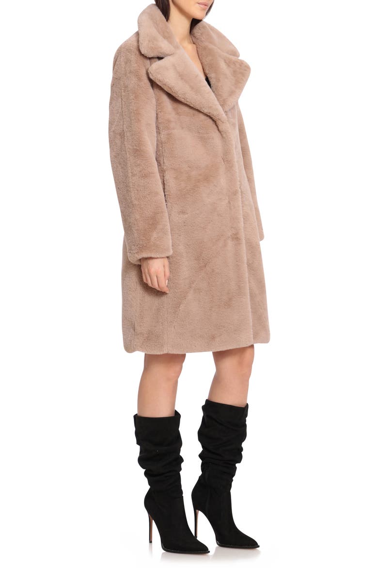 Faux Fur Coat, Alternate, color, TAUPE