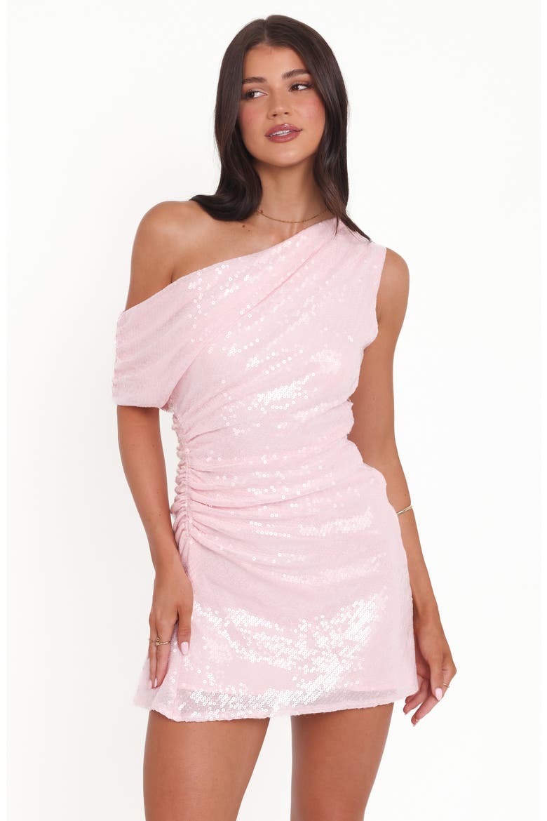 Lavine Sequin One-Shoulder Minidress, Alternate, color, PINK SEQUIN