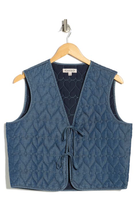 Heart Quilted Denim Vest
