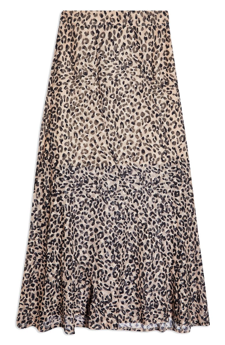 Topshop Leopard Burnout Maxi Skirt, Alternate, color, 