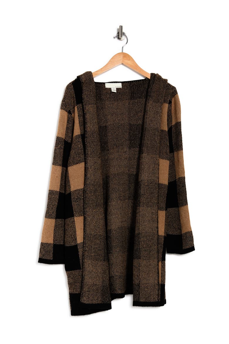 Apollo Long Sleeve Hoodie Cardigan, Alternate, color, BUFFALO BLACK/CAMEL