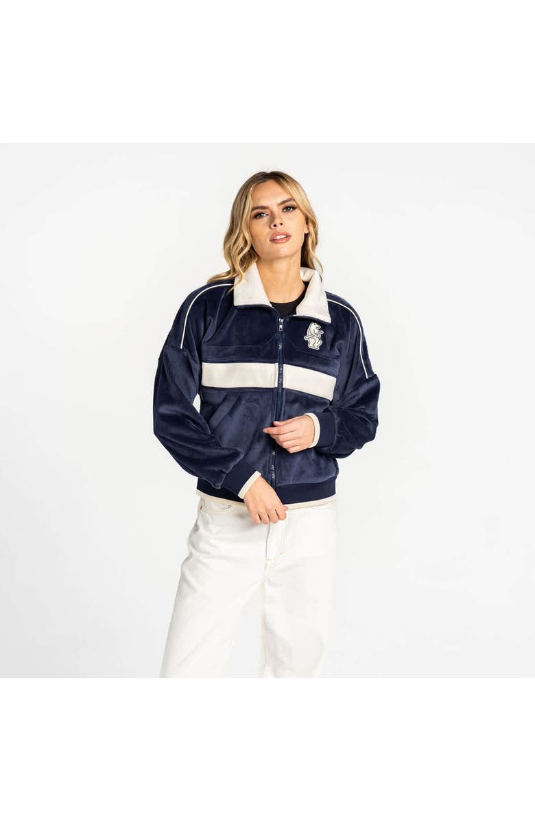THE WILD COLLECTIVE Women's The Wild Collective Navy Chicago Cubs Velvet Corduroy Full-Zip Jacket, Main, color, Navy