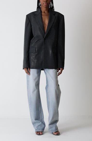 Alexander Wang Hotfix Crystal Oversize Blazer | Nordstrom
