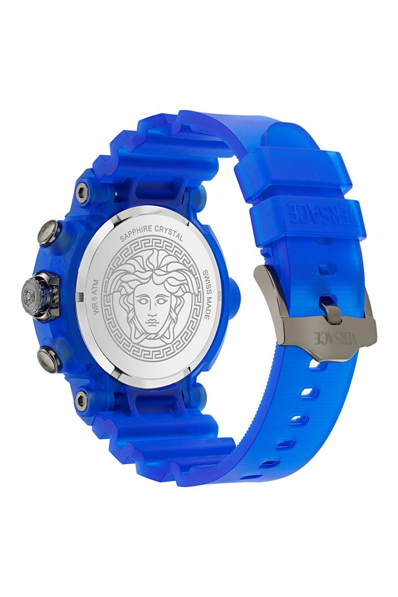 Real Active Chronograph Silicone Strap Watch, 45mm, Alternate, color, BLUE ECOCERAMIC
