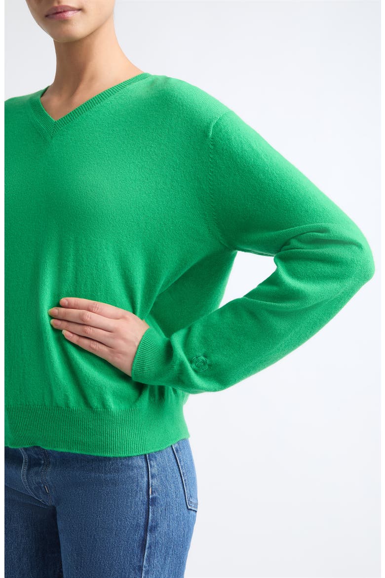 Sanderson Cashmere V-Neck Sweater, Alternate, color, PARROT