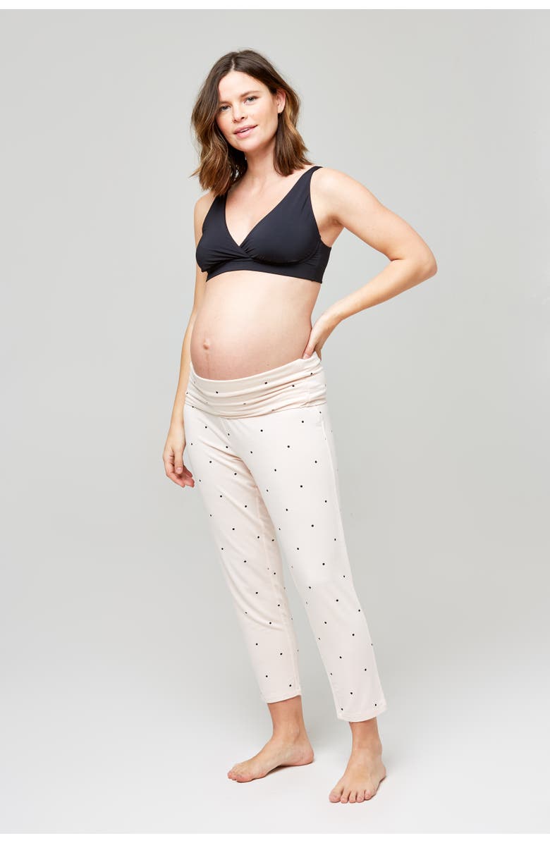Nom Maternity Max Tapered Over-the-belly Maternity Lounge Pants, Alternate, color, Polka Dot