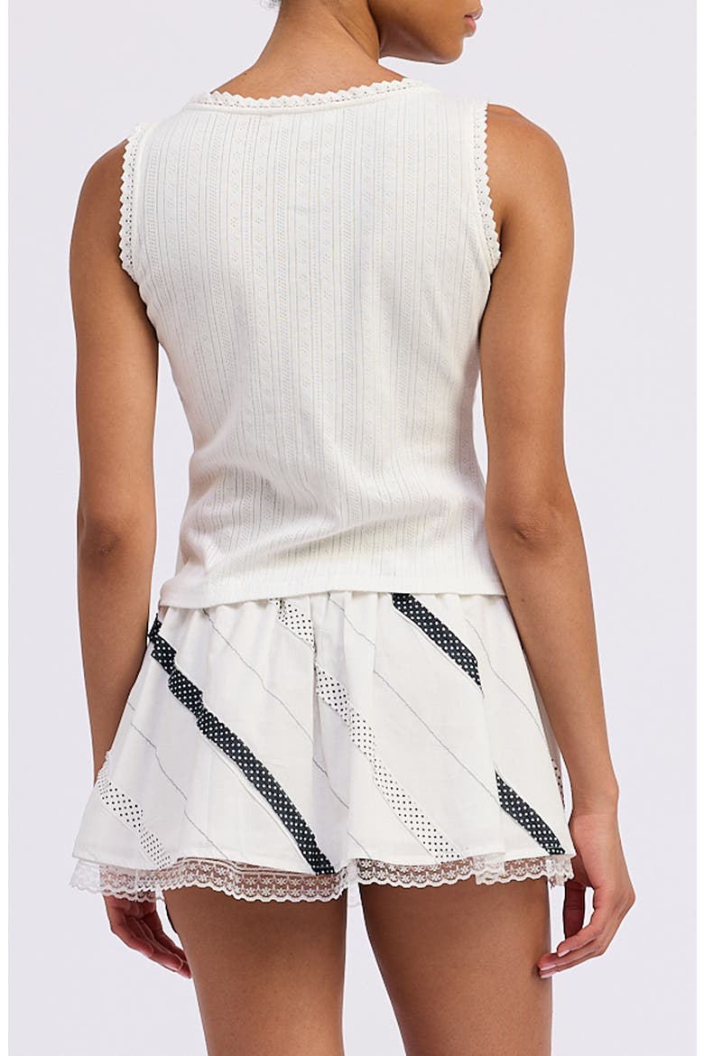 June Tie Front Crop Cotton Pointelle Tank, Alternate, color, WHITE NAVY