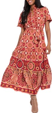 London Times Ruffle Tiered Maxi Dress