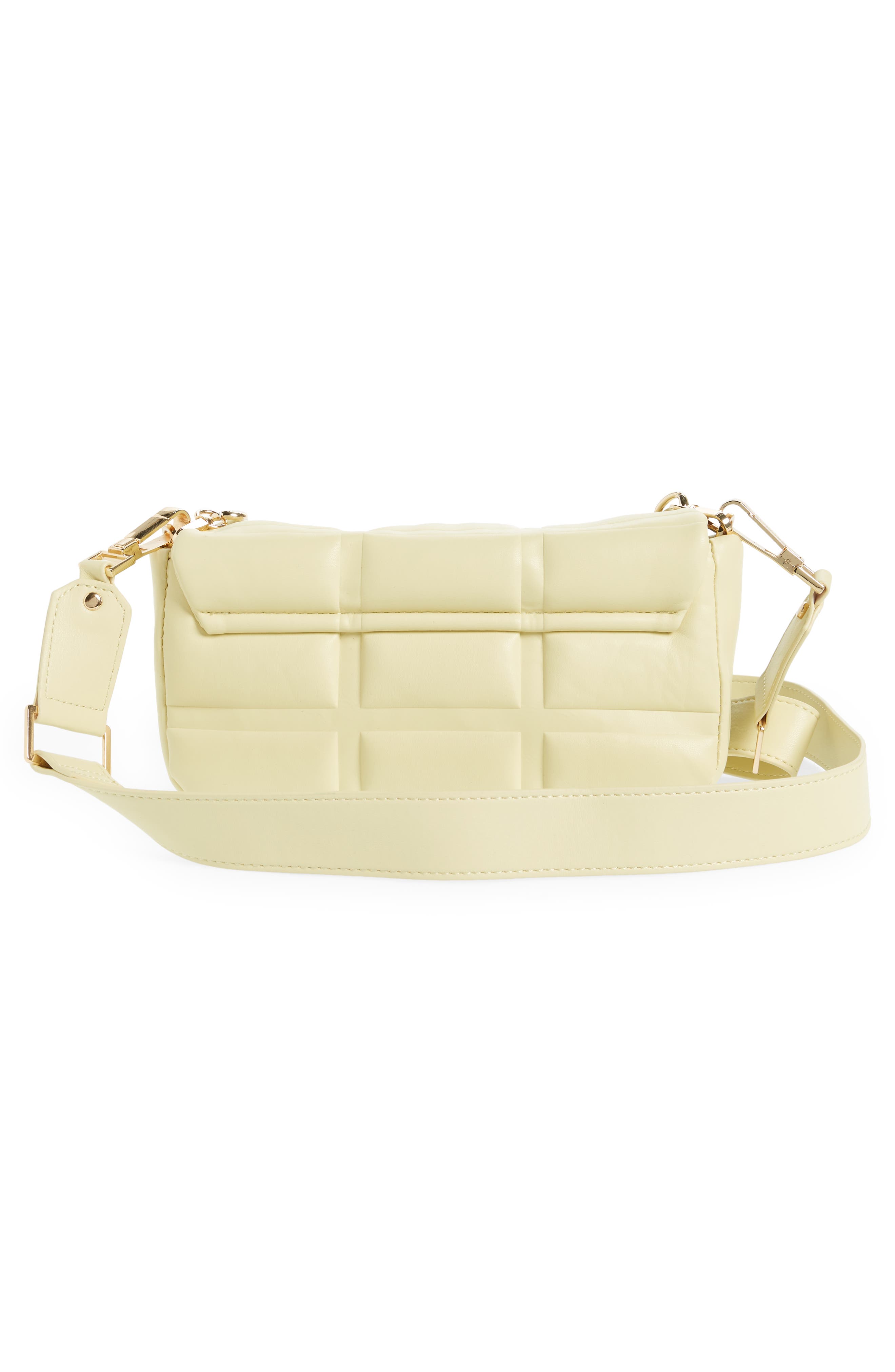 Topshop Cara Quilted Crossbody Bag, Alternate, color, Yellow