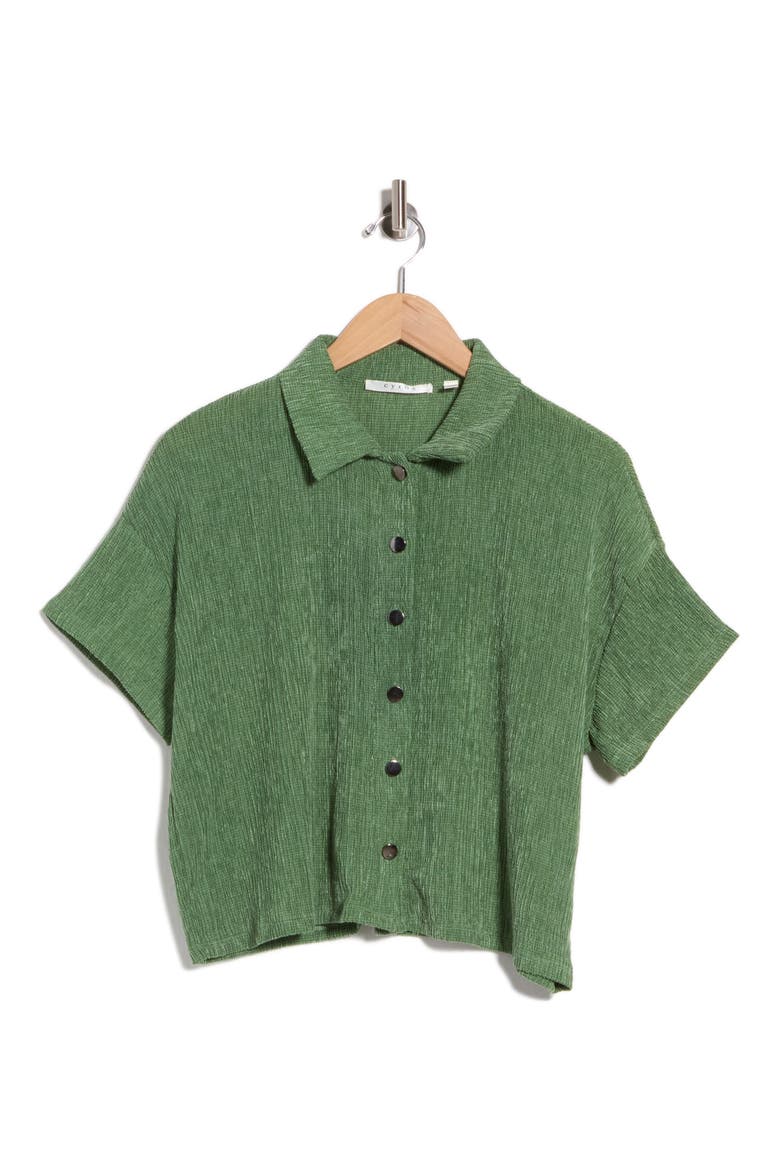 Short Sleeve Button Front Shirt, Alternate, color, MOSS GREEN