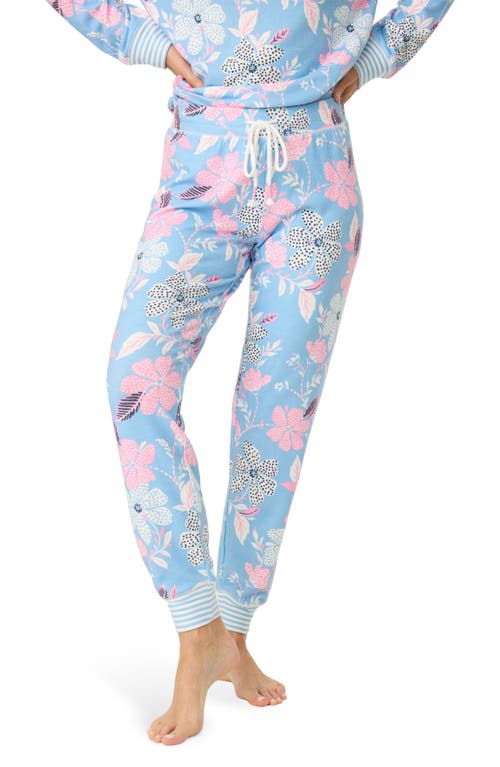 Shop Pj Salvage Tropical Print Banded Pajama Pants In Bright Blue