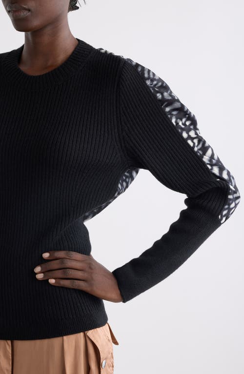 Dries Van Noten Mixed Media Crewneck Sweater In Black