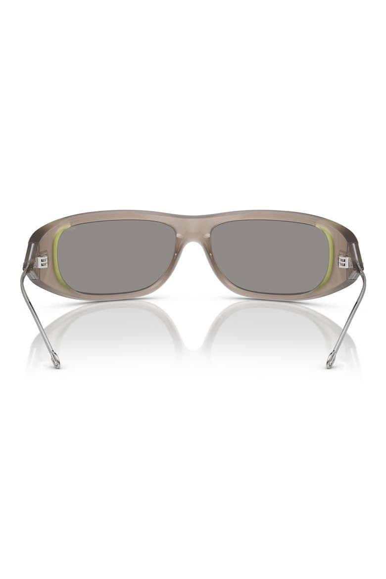 61mm Oval Sunglasses, Alternate, color, SHINY OPAL GREY/ MIRROR GREY