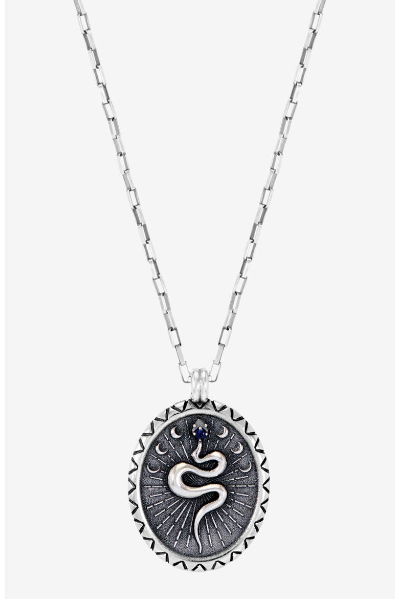 Men's Snake Talisman Necklace, Main, color, Sterling Silver