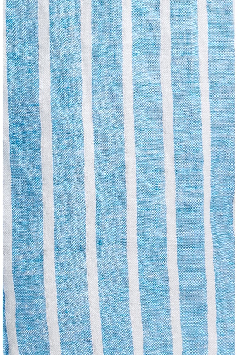 Mary Stripe Classic Long Sleeve Linen Shirtdress, Alternate, color, TURQUOISE WHITE STRIPE