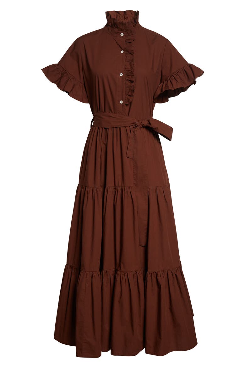 Victoria Ruffle Front Dress, Alternate, color, CHOCOLATE