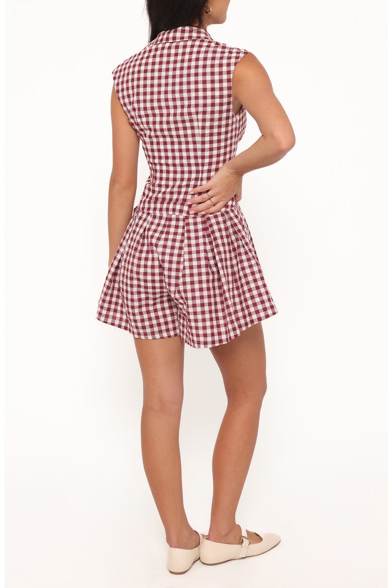 Helen Button Front Romper, Alternate, color, BURGUNDY GINGHAM